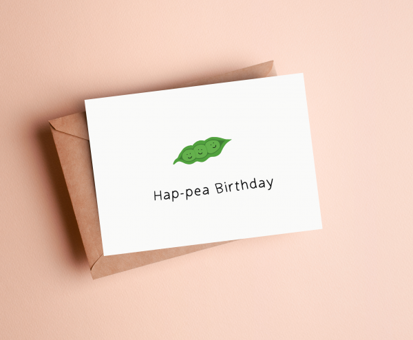 'Hap-pea Birthday' Greetings Card