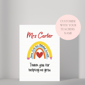 Personalised Teacher Thank You Card