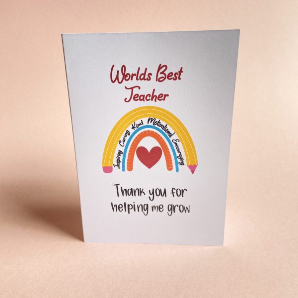 'Worlds Best Teacher' Greetings Card - Image 2