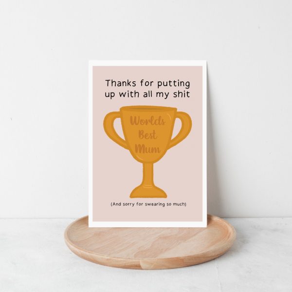 'Thanks for putting up with my shit' Mother's Day Card - Image 3